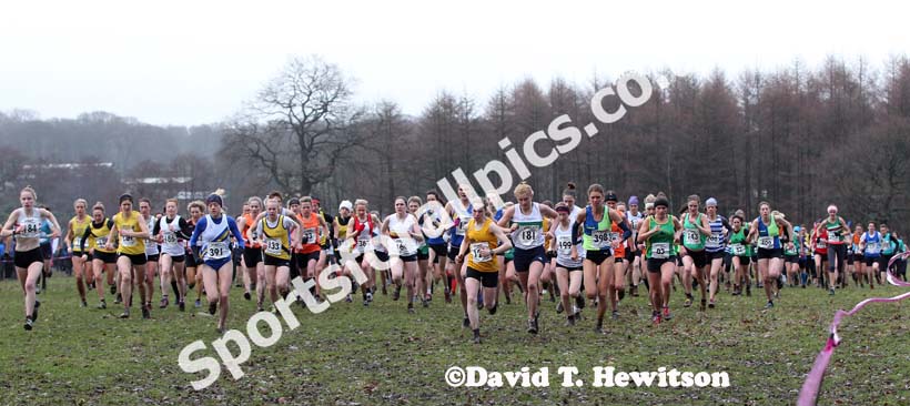 Soon after the start of the senior womens Northern Cross Country Champs, Knowsley Safari Park. Photo: David T. Hewitson/Sports for All Pics
